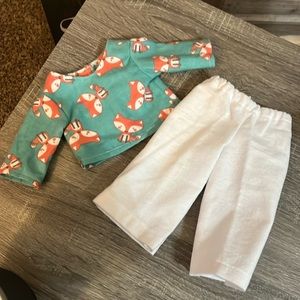 Handmade flannel pajamas for 18 “ girls doll.